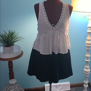 White Low-Cut Tank, Button Back